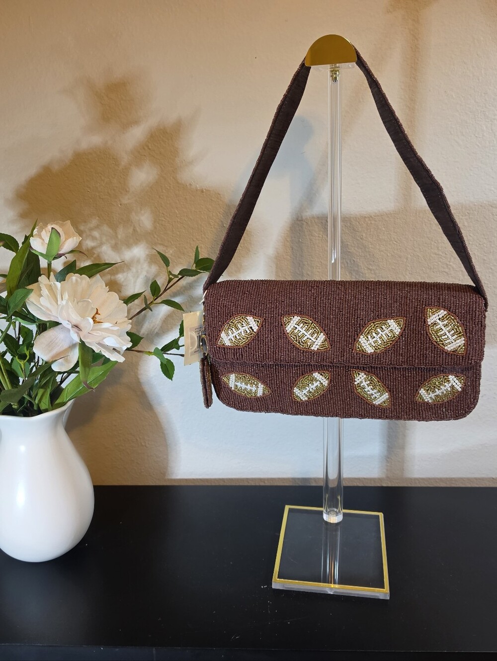 NWT Sol And Mer Beaded Football Shoulder Purse